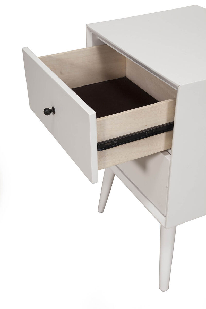 Flynn Mid Century Modern 2 Drawer Nightstand, White