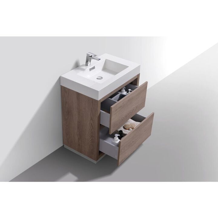 Kubebath Bliss 30 Butternut  Free Standing Modern Bathroom Vanity