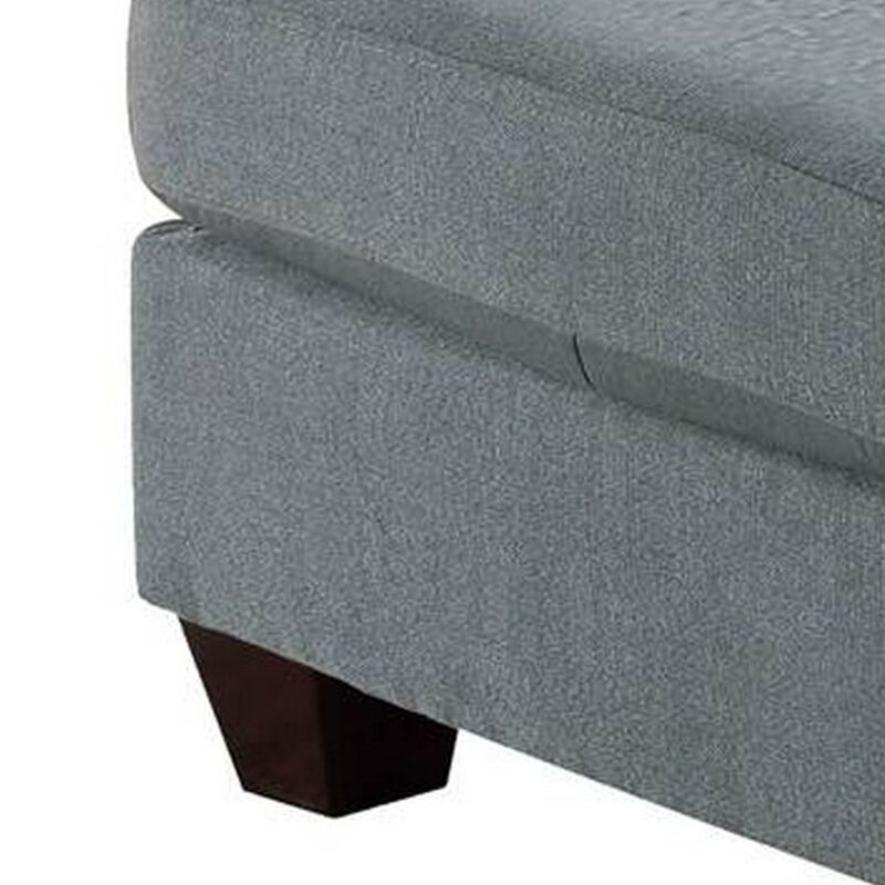 32 Inch Modern Square Ottoman with Plush Foam Seating, Gray Linen Fabric-Benzara