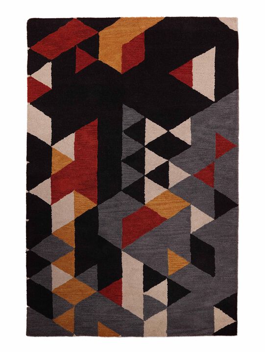 RUGSOTIC CARPETS HAND TUFTED WOOL ECO-FRIENDLY AREA RUGS  - 3'x5', Rectangle Shape, Multicolor, Geometric Modern Design, High Pile Thick Handmade Area Rugs for Living Room, Bed Room (K00S12)