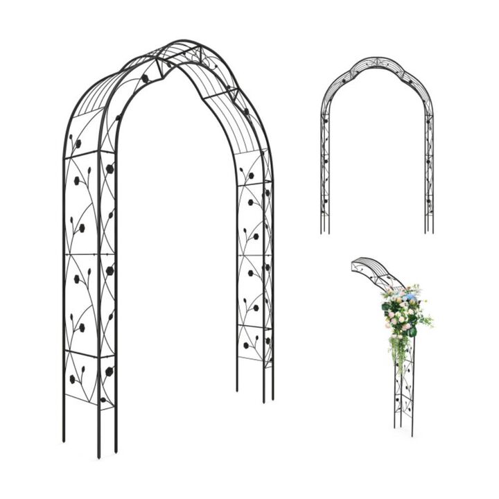 Hivvago Garden Arch Arbor Trellis for Climbing Plants Roses Vines-Black