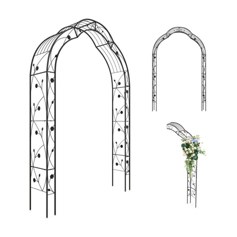 Hivvago Garden Arch Arbor Trellis for Climbing Plants Roses Vines-Black