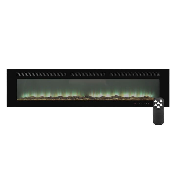 MONDAWE 72" Recessed Wall-Mounted Electric Fireplace 5000 BTU Heater with Remote Control