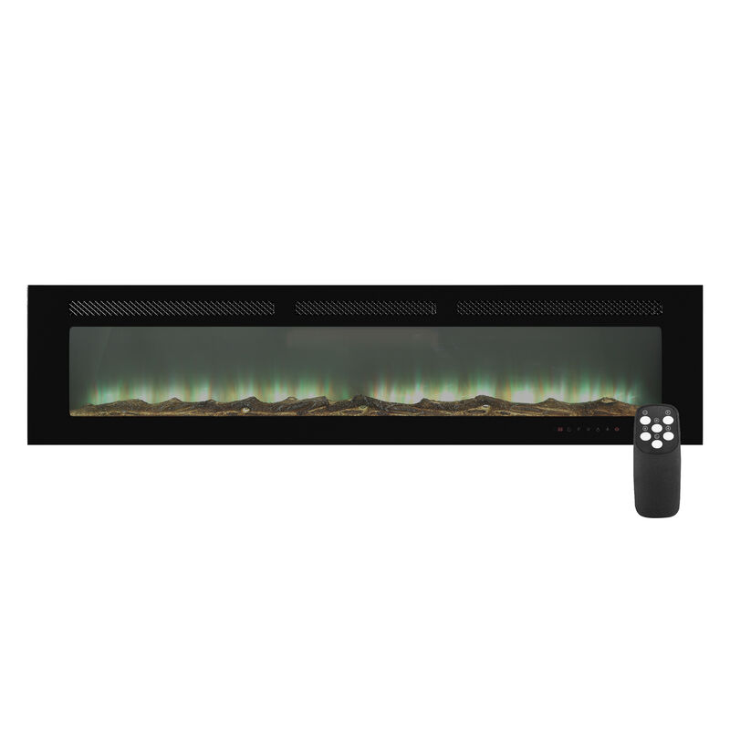 MONDAWE 72" Recessed Wall-Mounted Electric Fireplace 5000 BTU Heater with Remote Control