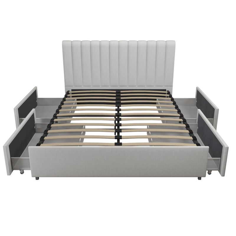 Brittany Upholstered Bed with Storage Drawers