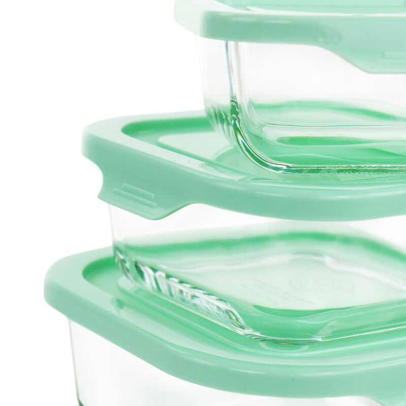 Martha Stewart 6 Piece Glass Storage Containers with Lids in Mint