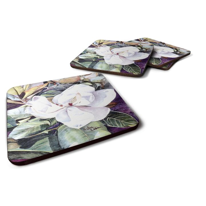 Caroline's Treasures 8002FC Flower-Magnolia Foam Coasters (Set of 4), 3.5 H x 3.5 W, Multicolor