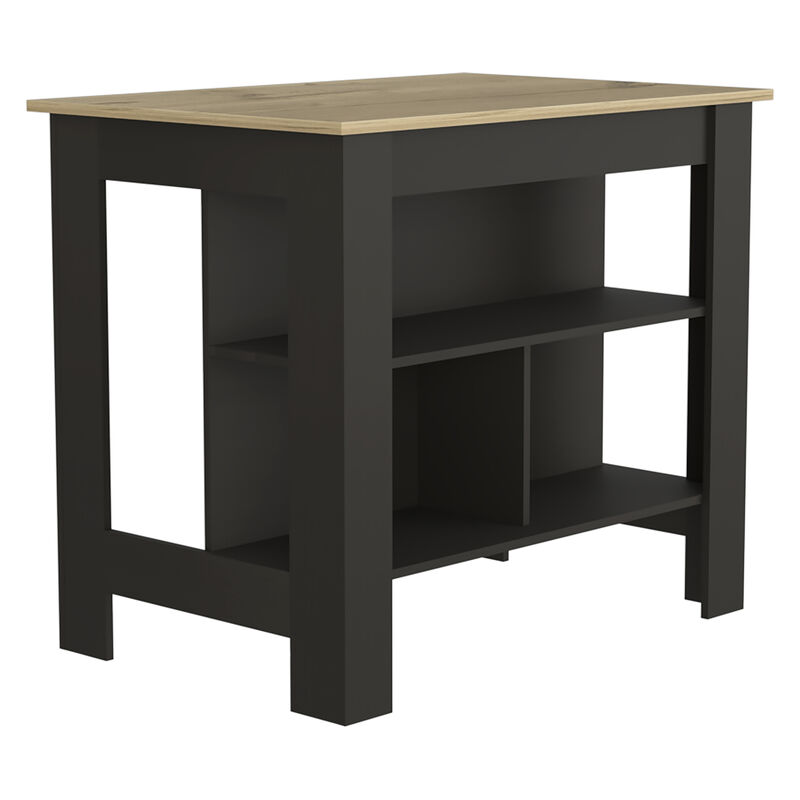 Kitchen Island Dozza, Kitchen, Black / Light Oak