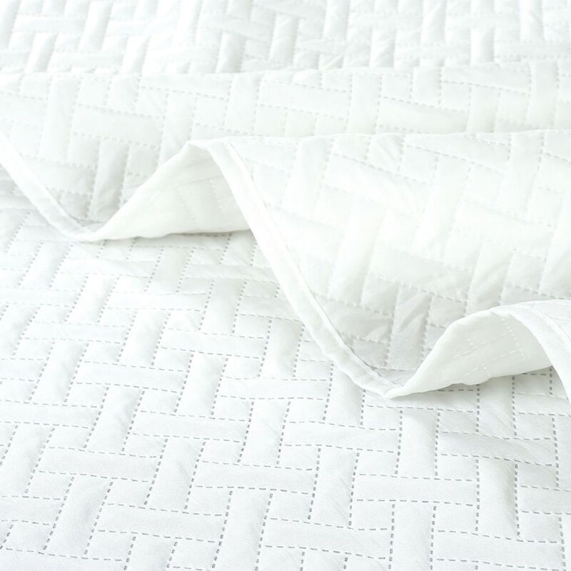 Legacy Decor 3 PCS Squared Stitched Pinsonic Reversible Lightweight All Season Bedspread Quilt Coverlet Oversized, Queen Size, Navy Color