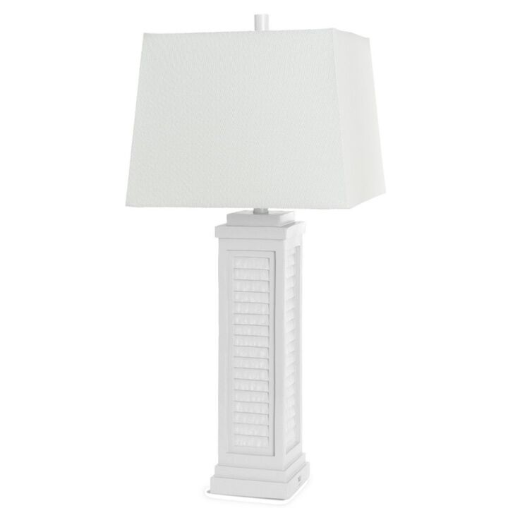 Lux Lighting Shutter 32” Resin Bright White Shutter Lamp with USB, (Set of 2)