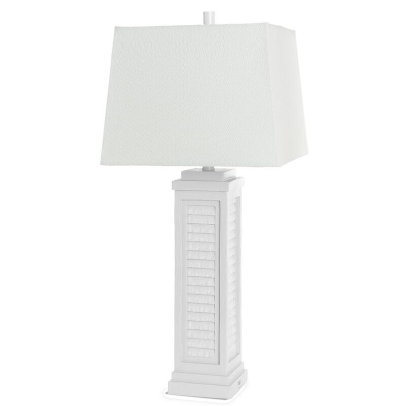 Lux Lighting Shutter 32” Resin Bright White Shutter Lamp with USB, (Set of 2)