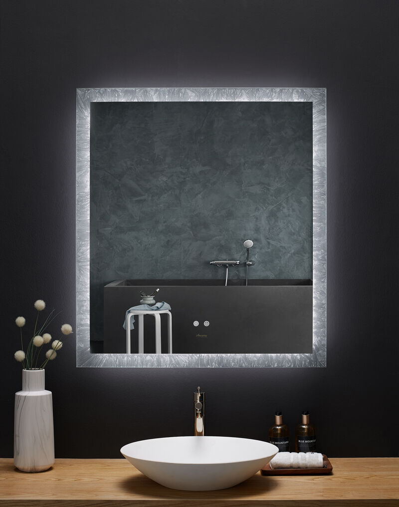 FRYSTA LED Frameless Rectangular Mirror with Dimmer and Defogger