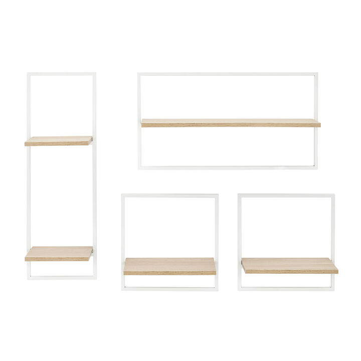 Framed Wall Art 4-Piece Modern Shelf Set with Metal Frame