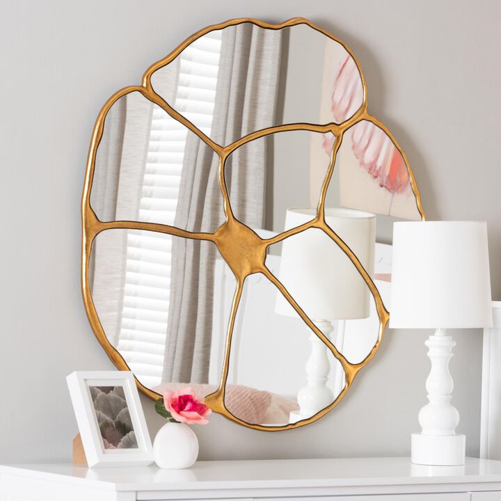 Baxton Studio Novia Antique Goldleaf Flower Accent Wall Mirror