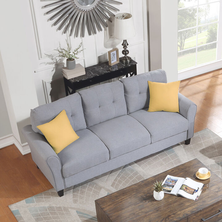 Merax Linen Upholstered Couch 3-Seat Sofa