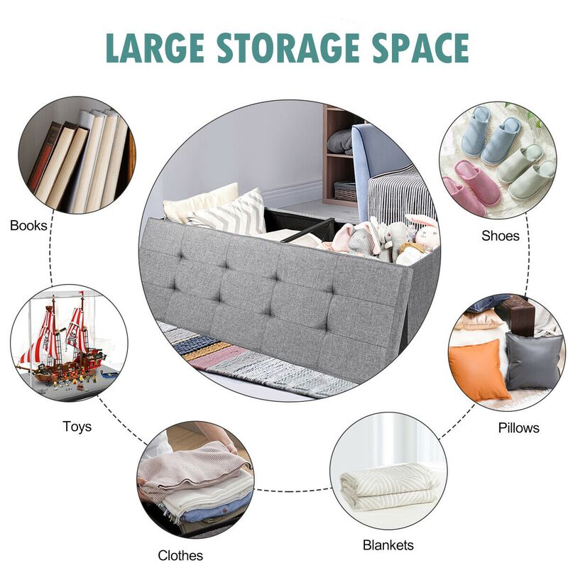 Fabric Folding Storage with Divider Bed End Bench