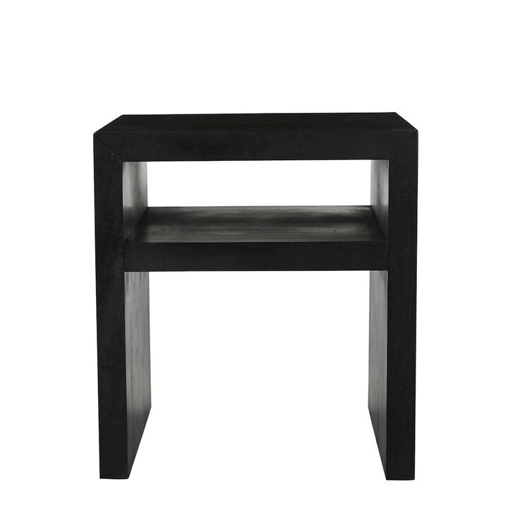 Jofran Dev Modern Mitered Angle Solid Wood End Table with Storage Shelf