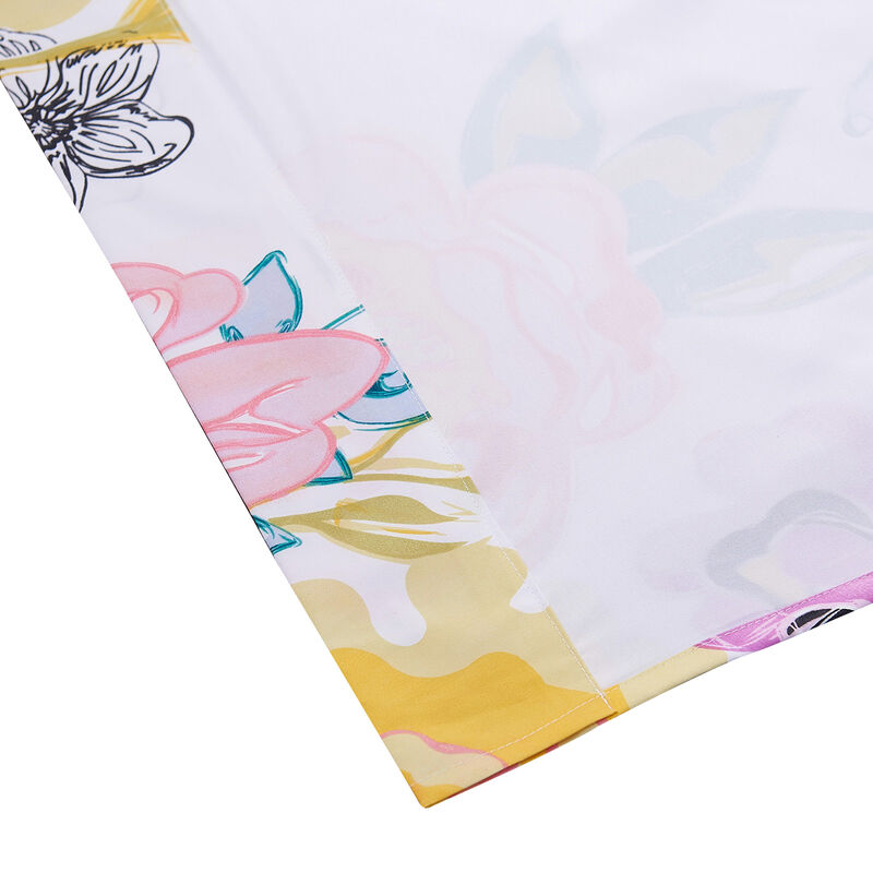 Minsk 84 Inch Window Panel Curtains, Bright Flower Patterns, Vibrant Colors - Benzara