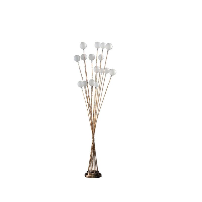 61.5" In 16-Light Acrylic Globe Aluminun LED Chrysanthe Yellow Gold Metal Floor Lamp