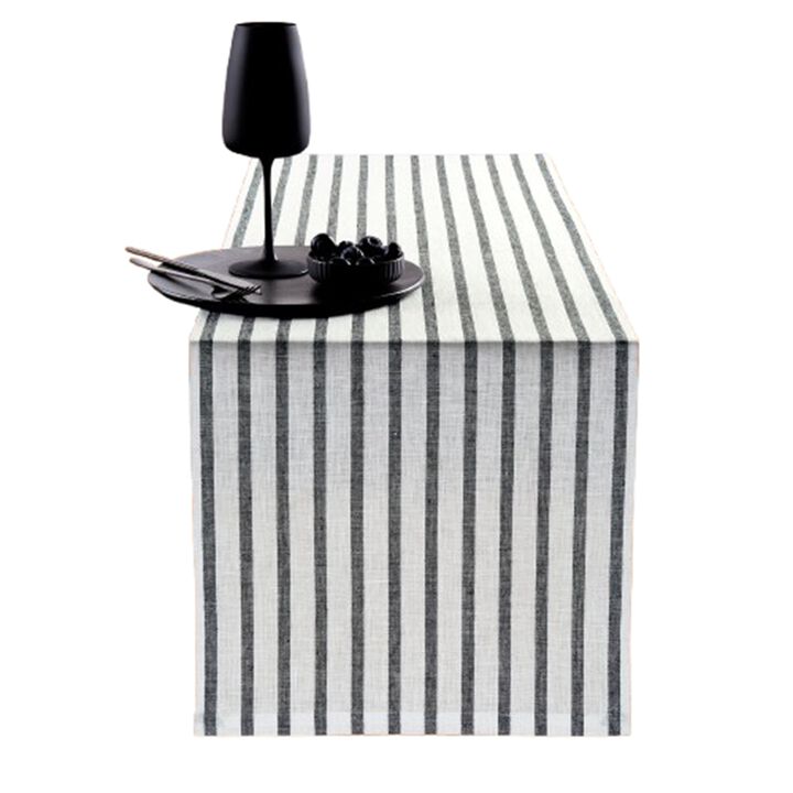 Solino Home 100% Pure Linen Table Runner | Madison Stripe