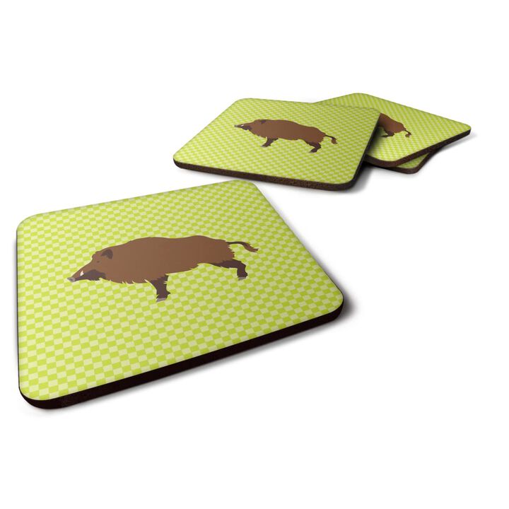 Caroline's Treasures Wild Boar Pig Green Decorative coasters, 3.5, Multicolor