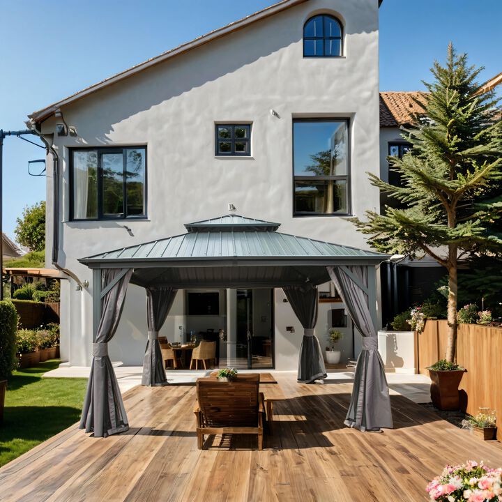 MONDAWE 12 X 12ft Outdoor Gazebo, Hardtop Aluminum Metal Gazebo with Galvanized Steel Double Roof Canopy, Curtain and Netting for Patio, Backyard, Deck, Lawn