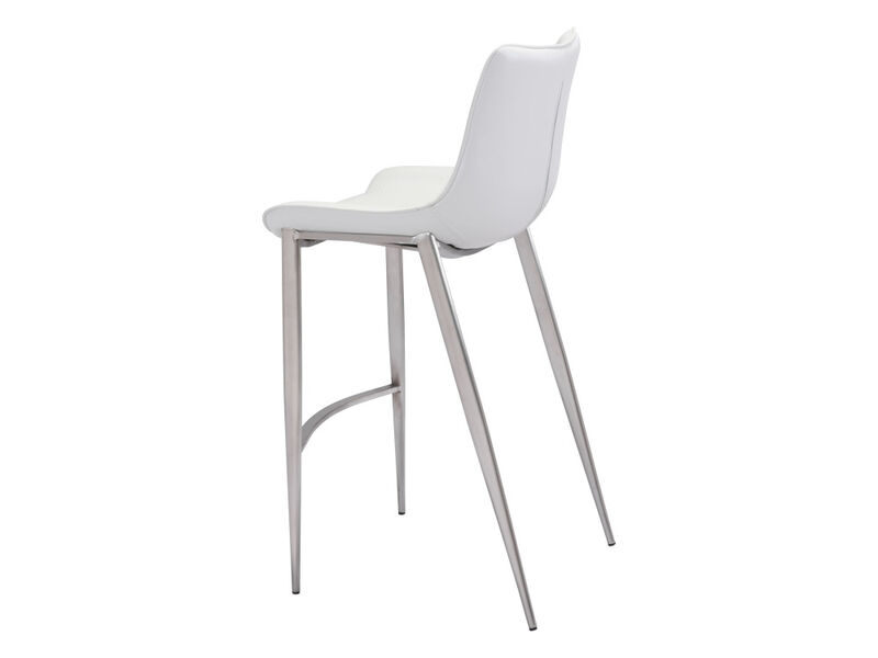 Magnus Barstool (Set of 2) White & Silver
