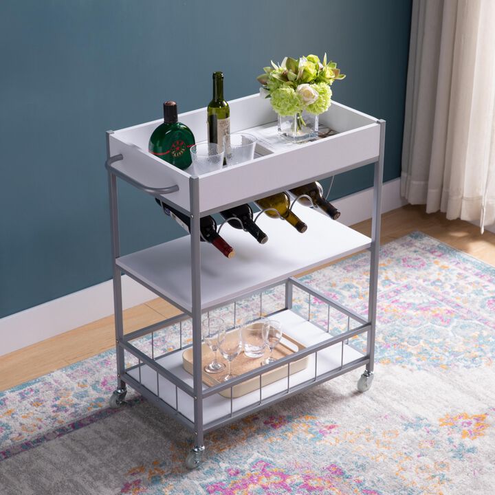 Kitchen Cart White Silver