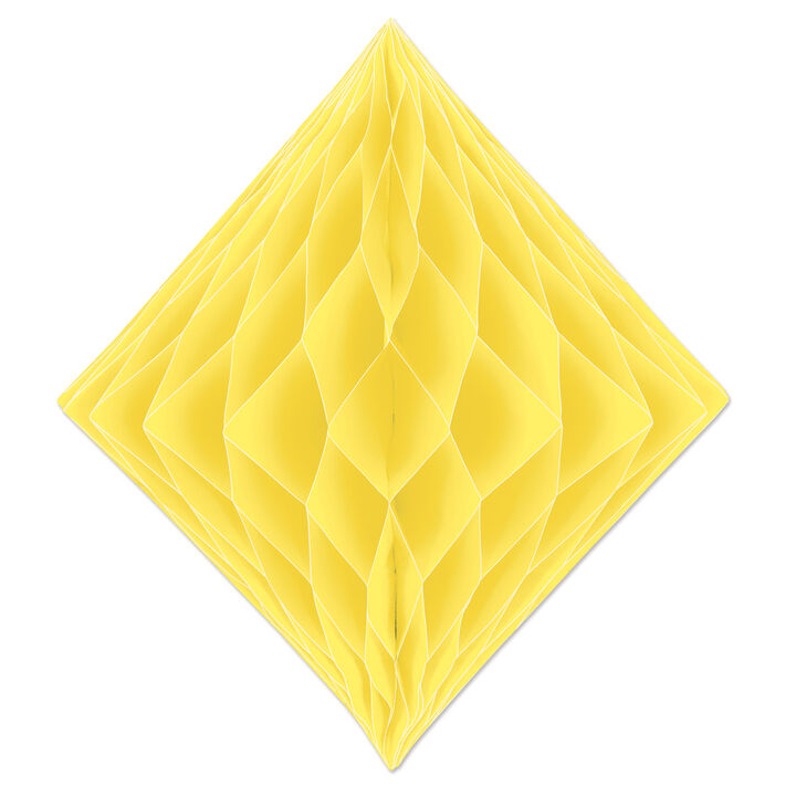 Club Pack of 12 Honeycomb Pastel Yellow Diamond Hanging Decorations 12.5�