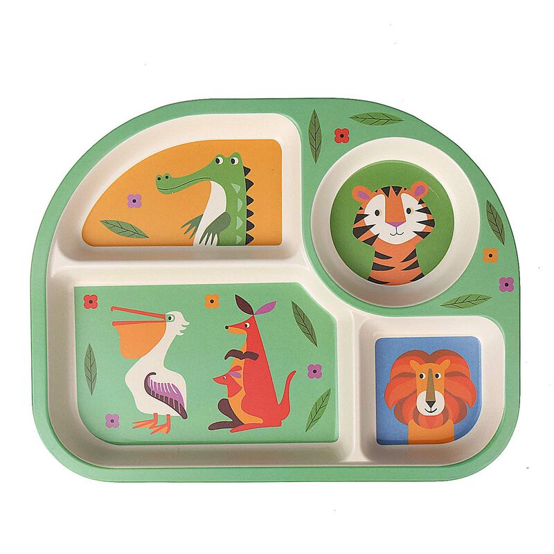7-Piece Bamboo Kids Dinnerware – BPA-Free, Dishwasher Safe