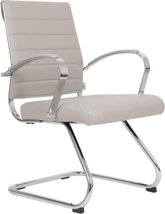 LeisureMod Benmar Home Leather Guest Office Chair in Black