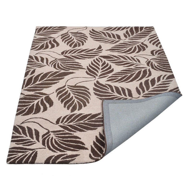 RUGSOTIC CARPETS HAND TUFTED WOOL ECO-FRIENDLY AREA RUGS  - 5'x8', Rectangle Shape, Beige & Brown, Floral Modern Design, High Pile Thick Handmade Area Rugs for Living Room, Bed Room (K00510)
