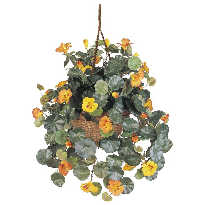 Nearly Natural 22-in Nasturtium Hanging Basket