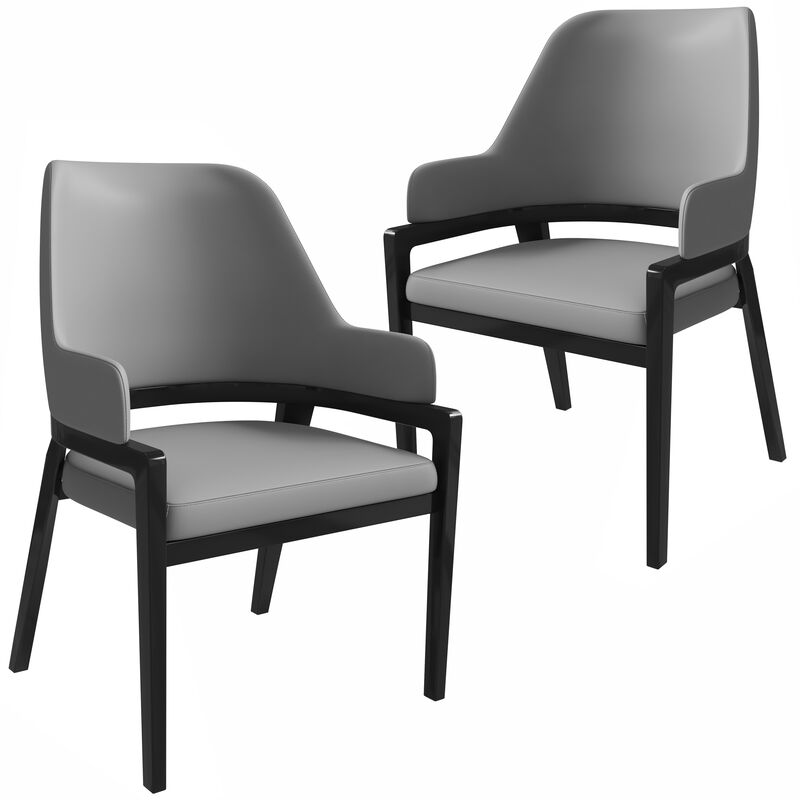 Leisuremod Ethora Collection Modern Wooden Dining Chair in Light Toupe Set of 2