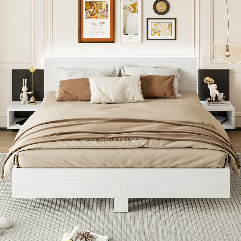 Merax Floating Platform Bed with LED Lights