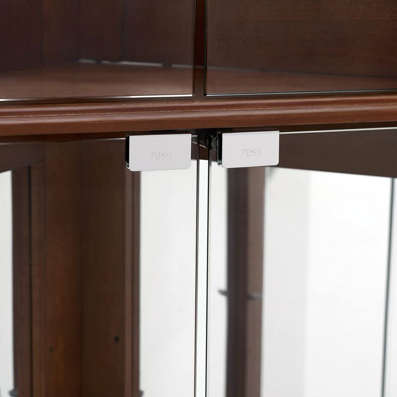 Corner Curio Display Cabinet with Lights Adjustable Tempered Glass Shelves for Elegant Home Decor