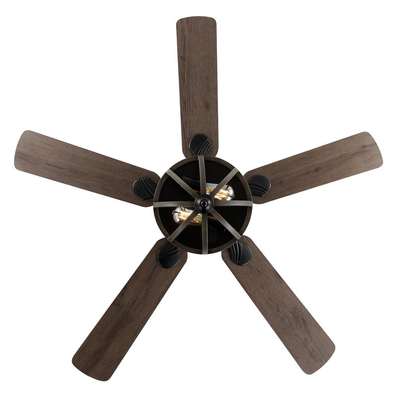 Jasper 2-Light Farmhouse Industrial Iron Dome Shade LED Ceiling Fan With Remote