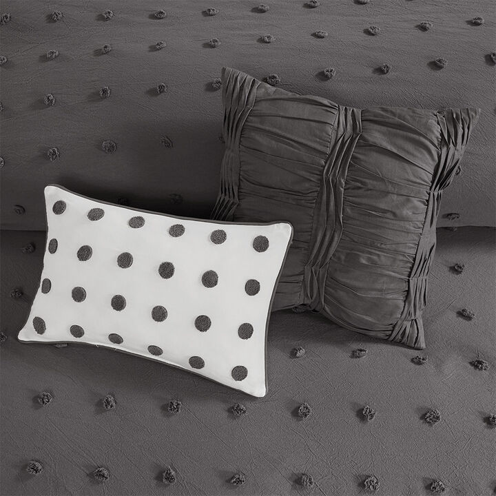 Gracie Mills Grady Elegance Defined Cotton Jacquard Comforter Set with Euro Shams and Throw Pillows