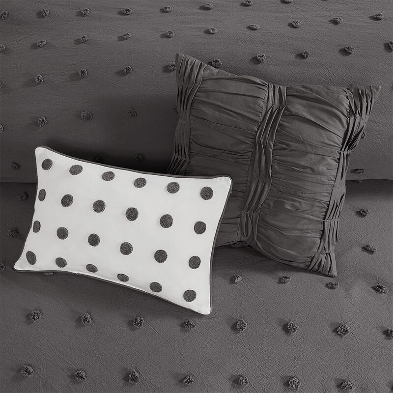 Gracie Mills Grady Elegance Defined Cotton Jacquard Comforter Set with Euro Shams and Throw Pillows