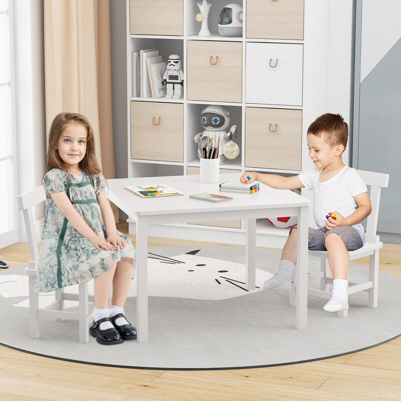 Wooden Kids Table and 2 Chairs Set with Anti-slip Foot Pads