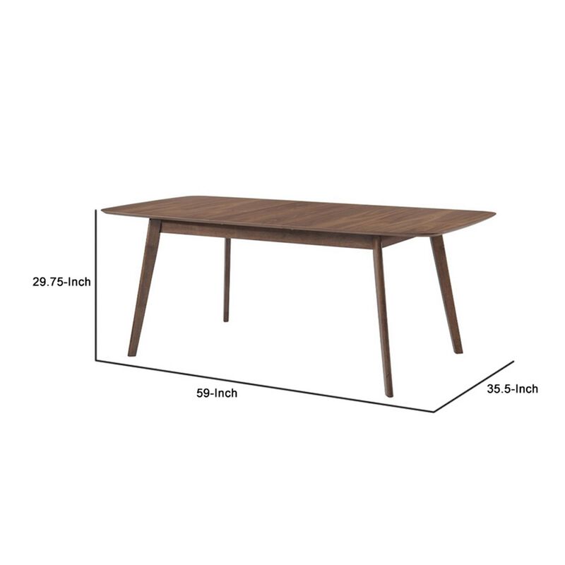 Rectanglular Wooden Dining Table With Round Corners, Walnut Brown-Benzara
