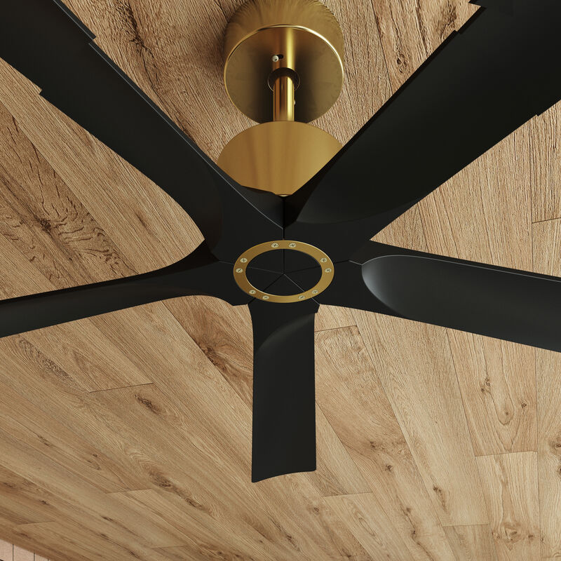 FUFU&GAGA Ceiling Fan 30-in with Black Blades Indoor/Outdoor Ceiling Fan Remote (5-Blade),Black