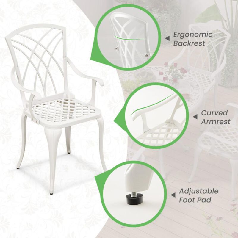 Hivvago Set of 4 Cast Aluminum Patio Dining Chairs with Armrests and Decorative Patterns