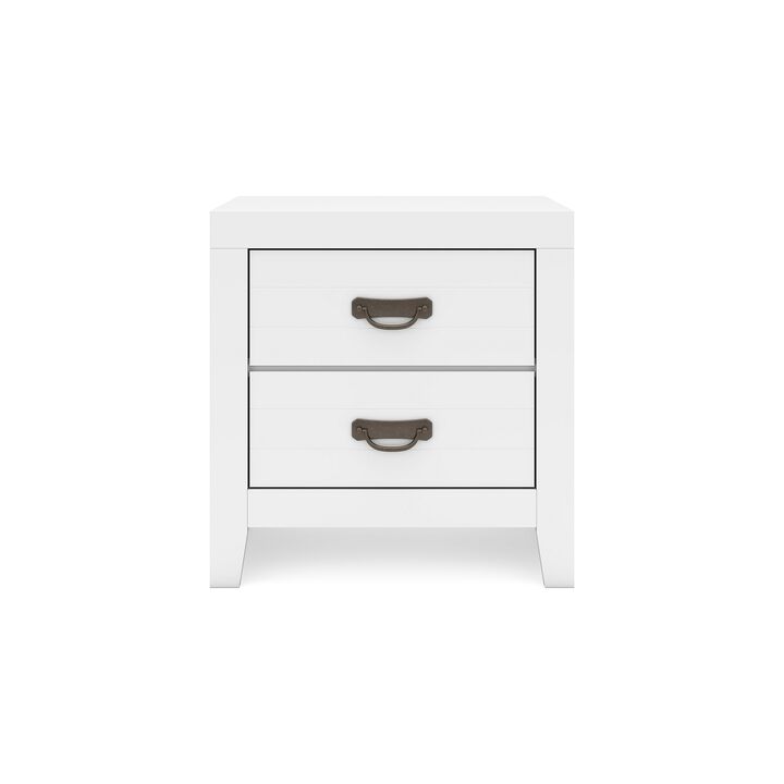 Feo Bedside Nightstand, 2 Drawers, White Okoume Finish, Solid Hardwood - Benzara