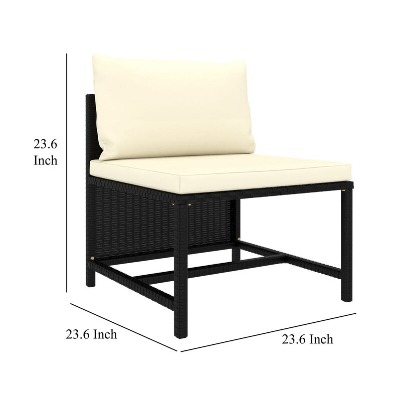 Avio 7pc Outdoor Modular Sofa Set, Square Shape, Poly Rattan, Black - Benzara
