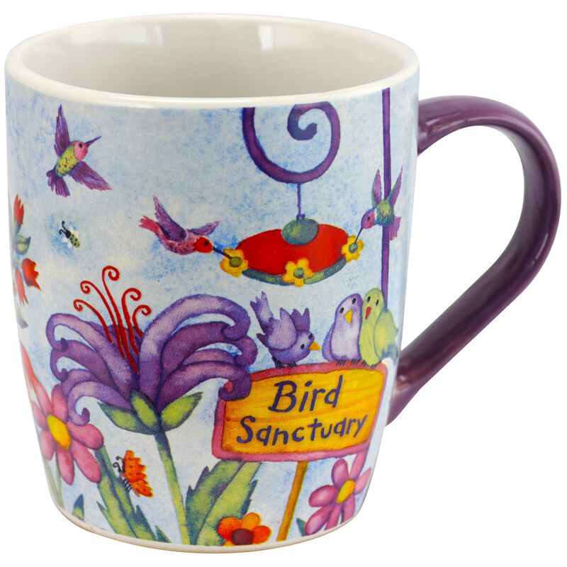 Gibson Birdhouse Floral 18 oz Cup Set, Set of 4 Assorted Designs