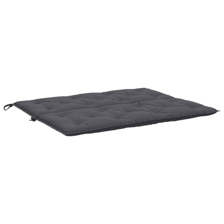 Claire 2pc Outdoor Cushion for Bench, Tufted Dark Gray Oxford Fabric - Benzara