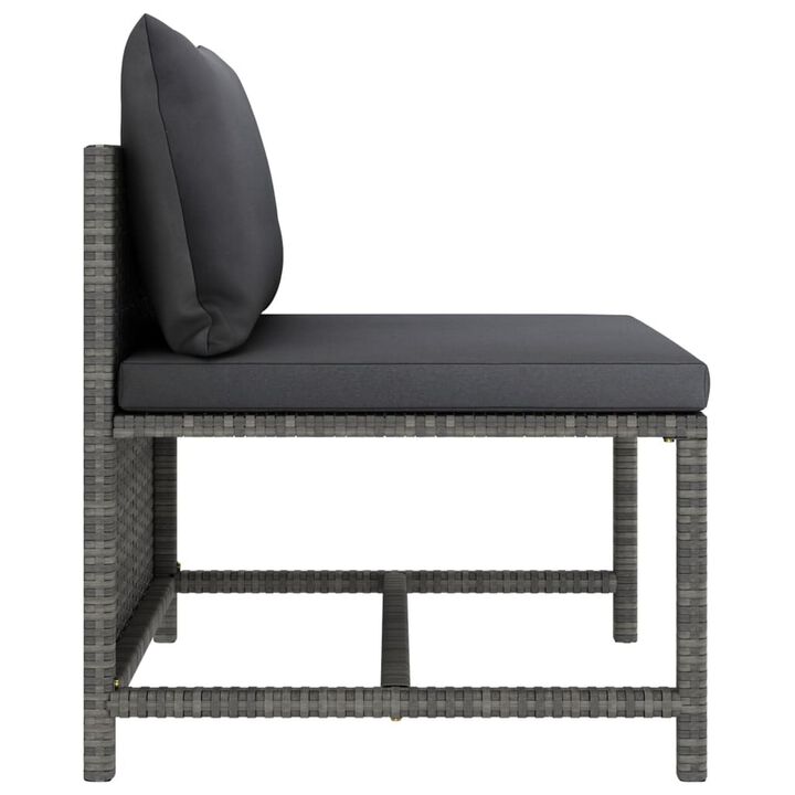 Tim Outdoor Modular Middle Sofa Chair, Sectional, Gray Cushions Rattan - Benzara