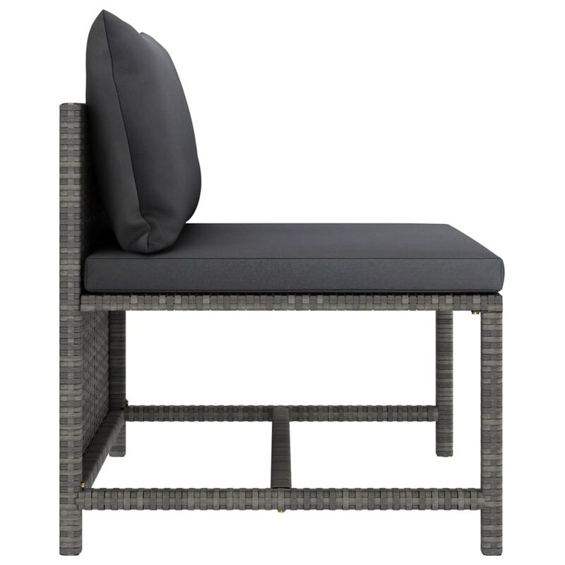 Tim Outdoor Modular Middle Sofa Chair, Sectional, Gray Cushions Rattan - Benzara