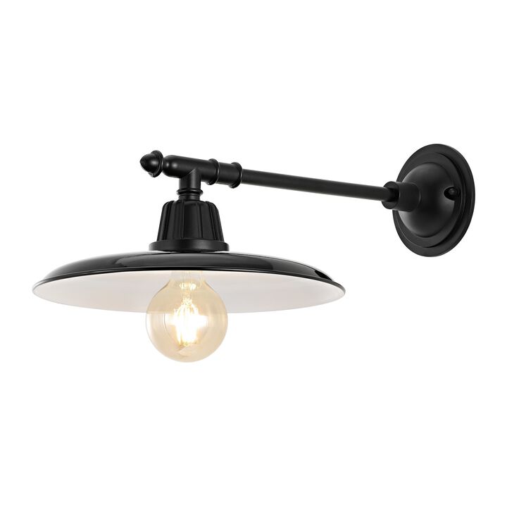 Bonner Farmhouse Industrial Indoor/Outdoor Iron LED Victorian Arm Outdoor Sconce